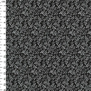 Tela licuadora de algodón - vid floral negra - metro de material de tela artesanal - Imagen 1 de 4
