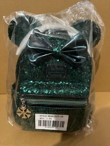 Loungefly Disney Minnie Mouse Emerald Green Sequin Mini Backpack European Exc - Picture 1 of 5