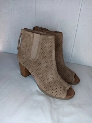 Botín Big Buddha perforado punta abierta para mujer 7 color tostado bloque tacón de 2,5" Foto 1 de 4