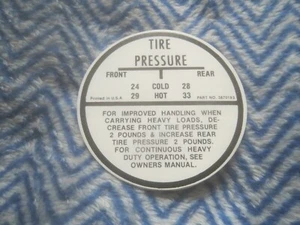 1963 1964 CHEVROLET CHEVY II NOVA DOOR TIRE PRESSURE SPECIFICATIONS DECAL - Picture 1 of 1