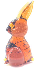 Italian made Amber glass bubble rabbit 7” h, no label at 1 lbs 14.2 oz! 
