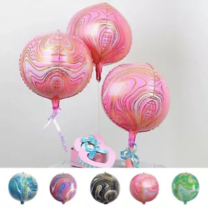 3 Orbz 13" wide Marble 4D Round Mylar Foil Balloons Wedding Birthday Decorations - Picture 1 of 23