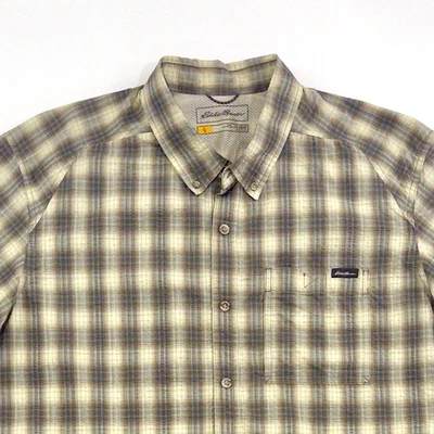 Camisa Eddie Bauer Para Hombre A Cuadros Manga Corta Abotonada Verde Tostado XL Foto 1 de 4