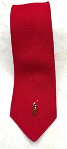 Vintage Polo Ralph Lauren Red Linen Tie Handmade 100% Irish Polo Player Logo EUC - Picture 1 of 10
