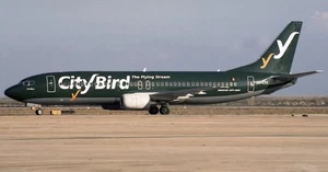 Boeing B-737 B737-400 CityBird Desk Wood Airplane New Model Small Scale 1/130 - Picture 1 of 11
