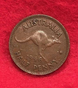 1946 Australian Half 1/2 Penny Bronze World Coin 🇦🇺 KM#42 - Bild 1 von 2