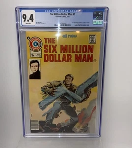 SIX MILLIONS DE DOLLARS MAN 1 CGC 9,4 PAGES BLANCHES LEE MAJORS TV CHARLTON COMICS 1976 - Photo 1/10