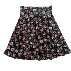 LulaRoe Azure Skirt 2XL Black Multicolor Art Print Stretchy Artsy Comfy - Picture 1 of 6