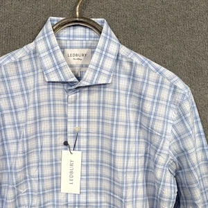 Ledbury Sport Shirt Mens Large Light Blue The Robinette Plaid Slim Fit Dress - Picture 1 of 11