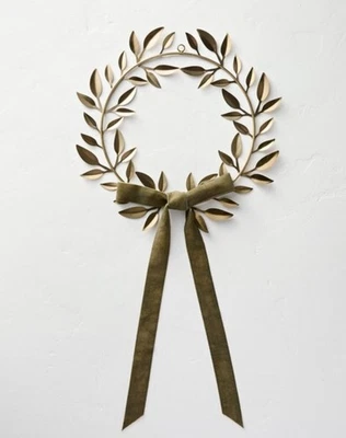 18" BRASS WREATH w BOW Hearth & Hand MAGNOLIA Target FALL WINTER DECOR Christmas - Image 1 of 4