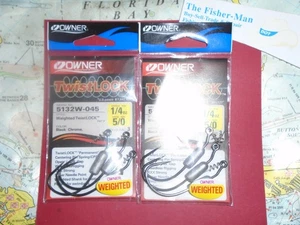 2 PACKS OWNER 5/0 TWISTLOCK 1/4 OZ. WEIGHTED HOOKS 5132W-045 NEW 054831090273 - Picture 1 of 2