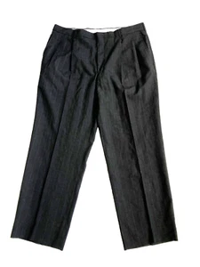 Pantalones de vestir plisados a rayas grises talla 38x28 Town Craft talla 38x28 para hombre - Imagen 1 de 7
