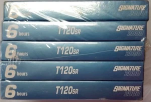 5 Stück T-120sr 6 HR Leer VHS Videorecorder Videokassette Tapes Signature 2000 418s23 - Bild 1 von 3