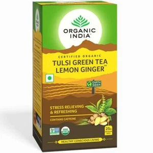 2 PACKS X Organic India Tulsi Green Tea Lemon Ginger 25 Tea Bags | FREE SHIPPING - Picture 1 of 5
