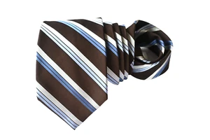 MICHAEL KORS MEN'S TIE BROWN/STRIPED WIDTH: 3.3/8" LENGTH 58" - Picture 1 of 3