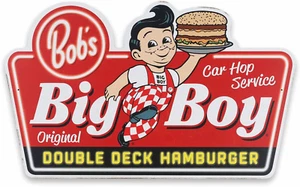 Bob'S Big Boy Double Deck Hamburger Metal Sign - Vintage Bob'S Big Boy Wall Art - Picture 1 of 5
