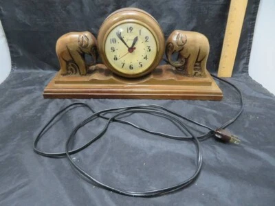 Vintage Sessions Mantle Clock Wood Elephants 14" Long x 6 1/4" Tall x 4 1/2" Wid - Image 1 of 4