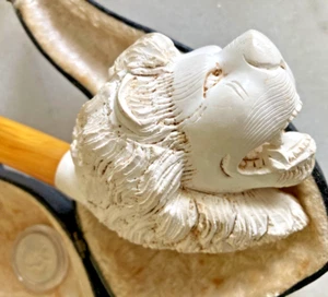 "Pipa para fumar de espuma de mar BLOQUE TURCO DE COLECCIÓN CABEZA DE LEÓN GRANDE NUEVA CON ESTUCHE 6""" - Imagen 1 de 15