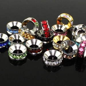 50 piezas espaciador de cristal checo cuentas de orificio grande dijes de 10 mm para pulseras europeas hágalo usted mismo - Imagen 1 de 43