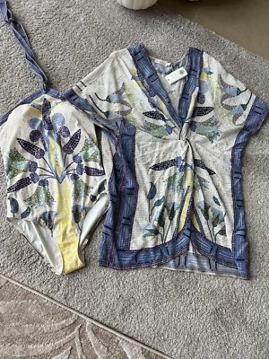 Maiô Tory Burch tamanho único grande mosaico e capa grande! Ambos novos com etiquetas - Imagem 1 de 2