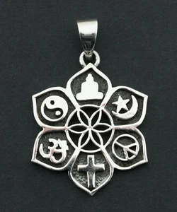 Anhänger Symbol Religionen Nationen Peace Und Coexistence aus Silber 925 #5658 - Bild 1 von 3