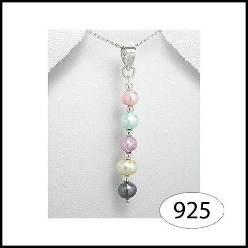 Ciondolo Per Donna Con Perle In Multicolore E Argento 925 Massiccio Da Gioiello - Immagine 1 di 1