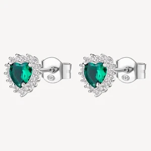 BROSWAY FANCY ORECCHINI CUORE CON ZIRCONI IN ARGENTO 925 FLG45 LIFE GREEN - Foto 1 di 5