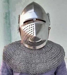 Mittelalter Bascinet Hounskull Schwein Gesicht Helm Klappvisor Battle 16 GA Tariffrei - Bild 1 von 4