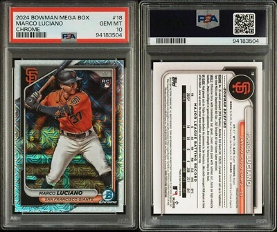 2024 Bowman Chrome Mega Box Refractor #18 Marco Luciano Rookie PSA 10 Gem Mint - Image 1 of 3