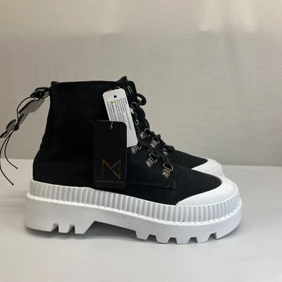 Material Niña Mujer Bota con Cordones Plataforma Talla 7 M Tela Negra Superior Foto 1 de 4
