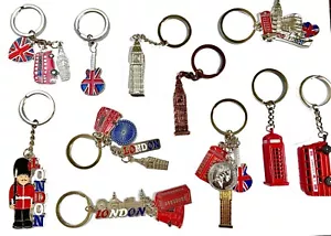 10 x BRITISH LONDON KEYRING DIECAST METAL KEYCHAIN SOUVENIR + FREE FRIDGE MAGNET - Picture 1 of 9