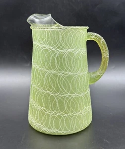 Jarra de vidrio con cuerda de espagueti verde pasto marino colorcraft mediados de siglo Shat-R-Pruf - Imagen 1 de 7