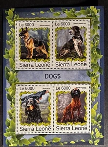 SIERRA LEONE 2016 SHEET OF 4 DOGS ON STAMPS MNH -S16157-3 - Picture 1 of 1