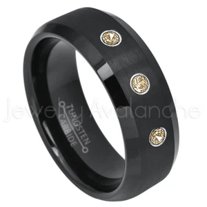 Semi-Dome Tungsten Ring, 0.21ctw Smokey Quartz Ring, November Birthstone #697 - Picture 1 of 1