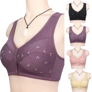 Ladies Soft Cup Bra Cotton Front Fastening Non Padded Lightweight Bras Lingerie - Picture 1 of 16