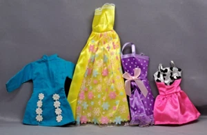 BARBIE Doll Clothes Dress lot of 4 pink purple yellow and blue - Picture 1 of 7