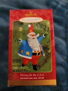 Hallmark Ornament 2000 Hooray for the U.S.A. Patriotic Santa Stars & Stripes - Picture 1 of 3