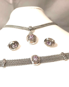 MX  Signature Collection Silver Tone Amethyst Glass 3 Pc Set