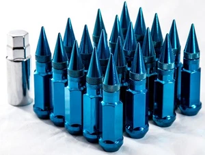 20" 12X1.5 Aodhan XT92 SPIKED Lug Nuts BLUE FIT ROHANA Work Enkei RAYS WHEELS - Picture 1 of 4