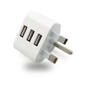 Universal Wall Plug Power 3 Pin Adapter Charger With 1/2/3 USB Ports Charg ZW - Zdjęcie 1 z 12
