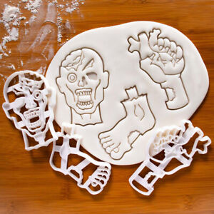 1/3Pcs Halloween Zombie Cookie Cutters DIY Plastic Cartoon Baking AccessoriHF