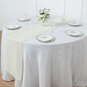 IVORY 14"x108" Faux Burlap Polyester TABLE RUNNER Party Home Decorations - Picture 1 of 8
