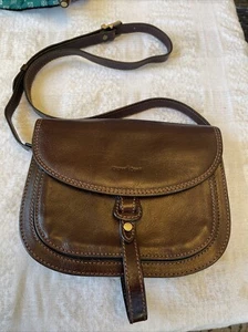 Gianni Conti Brown Leather Crossbody Bag Made In Italy Adjustable Strap 10x7.5” - Picture 1 of 11