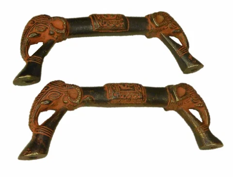 Elephant Shape Antique Style Brass Handmade Cabinet Window Door Pull Handle Knob Cover