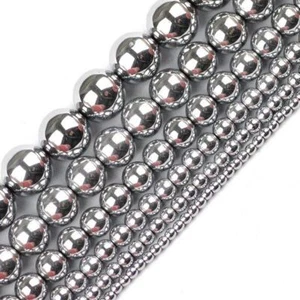 Round Hematite Beads Natural Stone Plating Color Loose Bracelet Making Jewelry - Picture 1 of 21