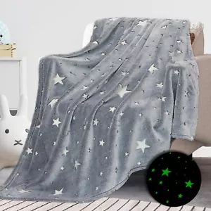 Glow in the Dark Throw Blanket for Kids Soft Cozy Warm Stars for All Seasons - Picture 1 of 6