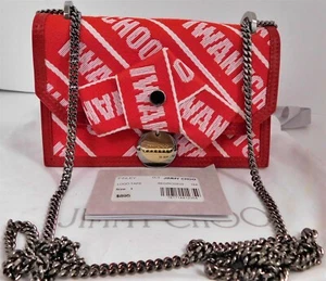 New Jimmy Choo Finley Red logo Chain Shoulder Crossbody Bag Italy - Picture 1 of 9