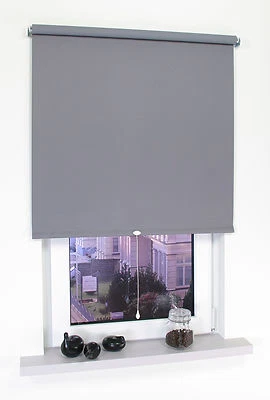 Verdunkelungsrollo Fenster Rollo Springrollo Mittelzugrollo Dunkelgrau 60-200 cm - Bild 1 von 4