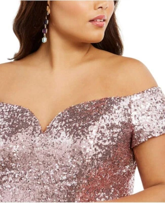 Vestido de cocktail feminino B. Darlin plus lantejoulas sem mangas -Tamanho: 22+ Cor: rosa - Imagem 1 de 3