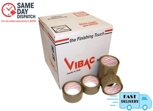 Vibac 105 Brown Polypropylene Hot Melt Adhesive Tape 75mm x 66m Qty Box of 24 - Picture 1 of 2